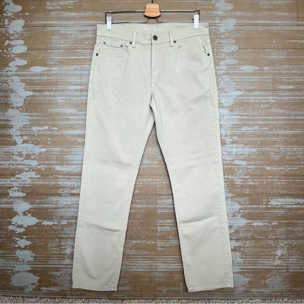 Mott & Bow Slim Jeans Khaki Work Wear Classic Stretch Basic Mens 33x30